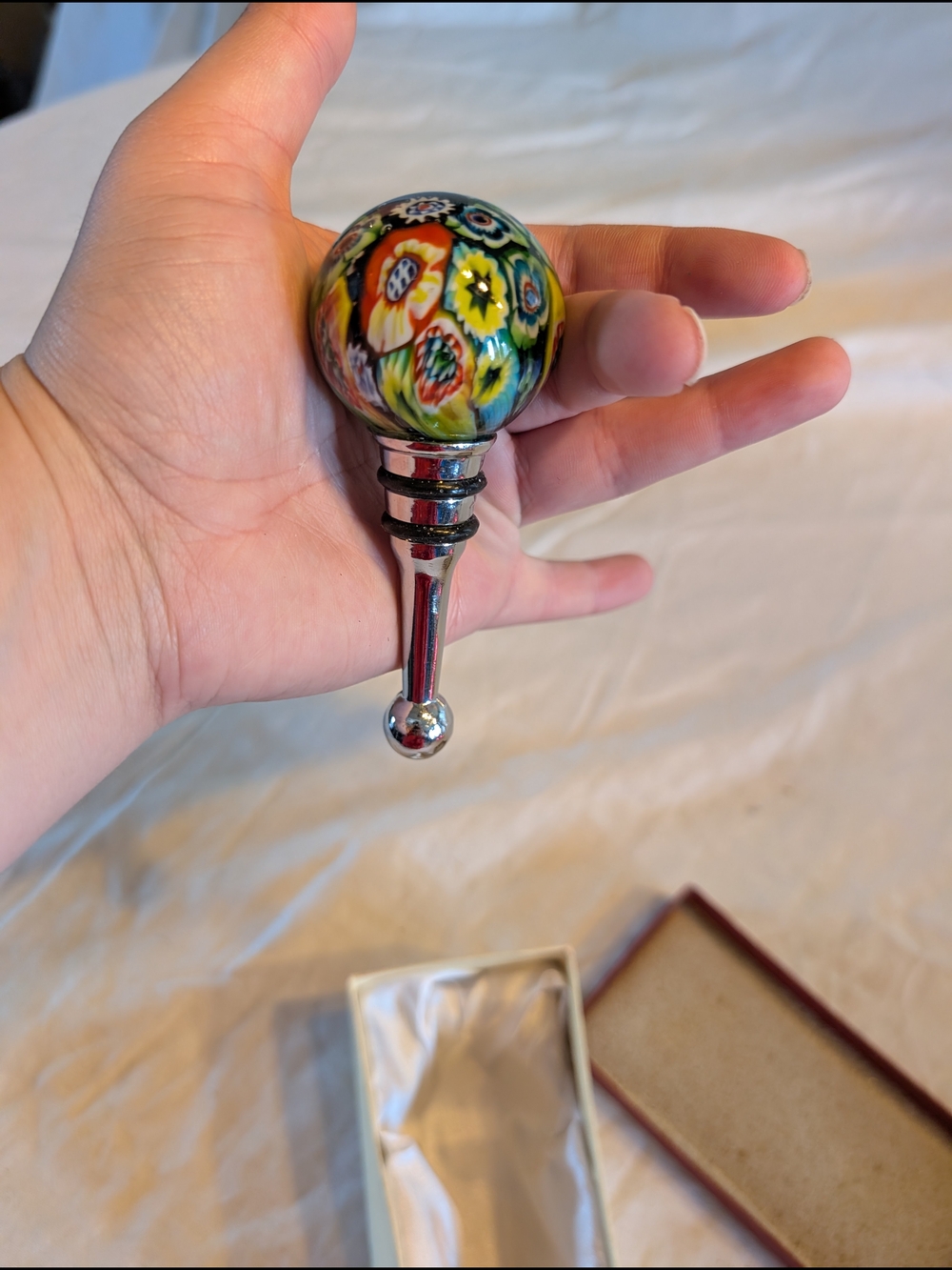 2/60$ Murano Multicolor Millefiori Glass Wine Bottle Stopper